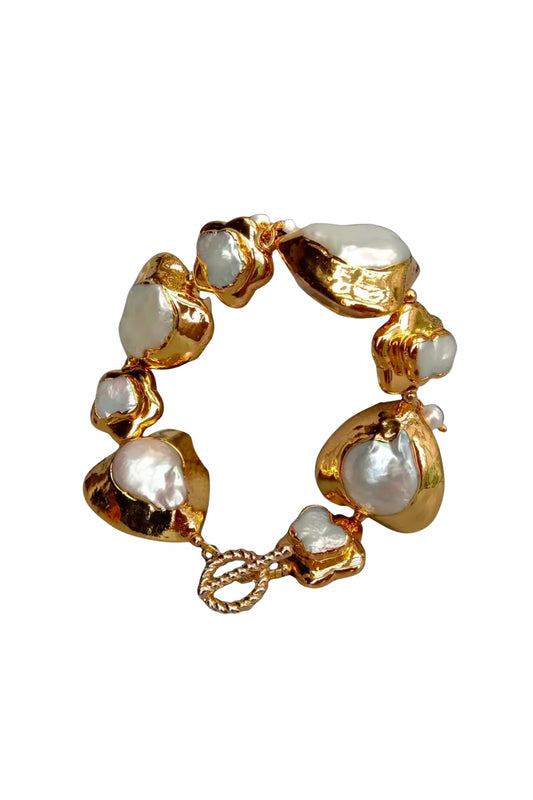 Baroque Pearl Heart & Gold Bracelet