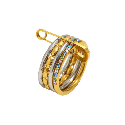 Safety Pin Ring Blue